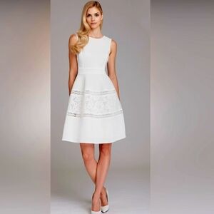 Rickie Freeman for Teri Jon White Tiered Midi Dress